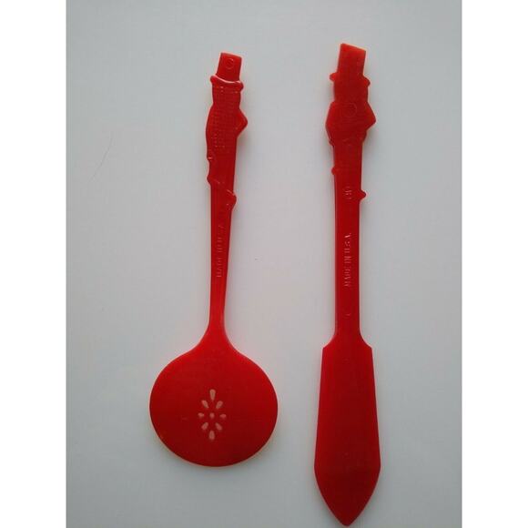 Mr Peanut Planters Nuts Red Spreader & Nut Spoon Original Plastic 1950s Vintage - Picture 4 of 11